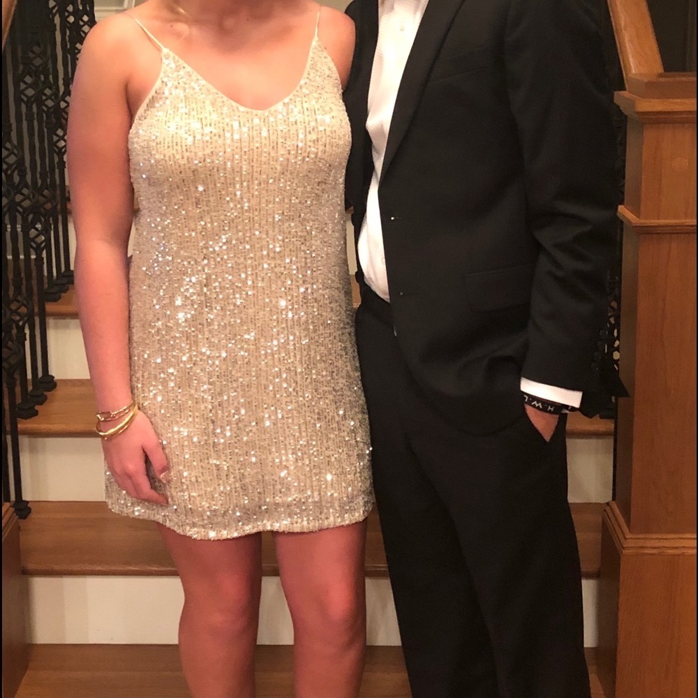 Champagne gold sequin cocktail dress - medium